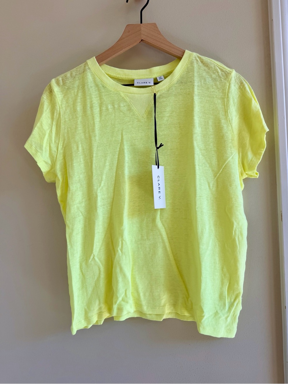 Clare V classic tee neon yellow with V stitch  $145